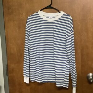 Blue and White Striped Long Sleeve Shirt by Wiholl